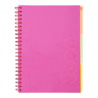 Зошит канцелярський Neon А4, 120арк. клітинка, з розділ. (рожевий) BM.24349911-10