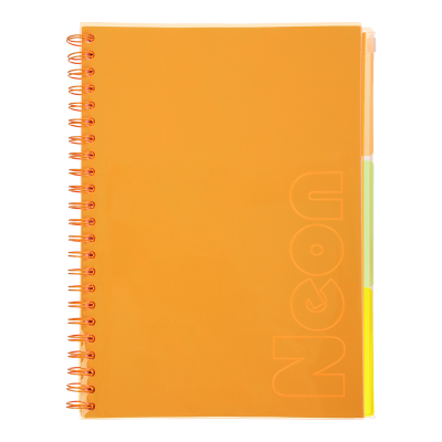 Зошит канцелярський Neon А4, 120арк. клітинка, з розділ. (помаранчевий) BM.24349911-11