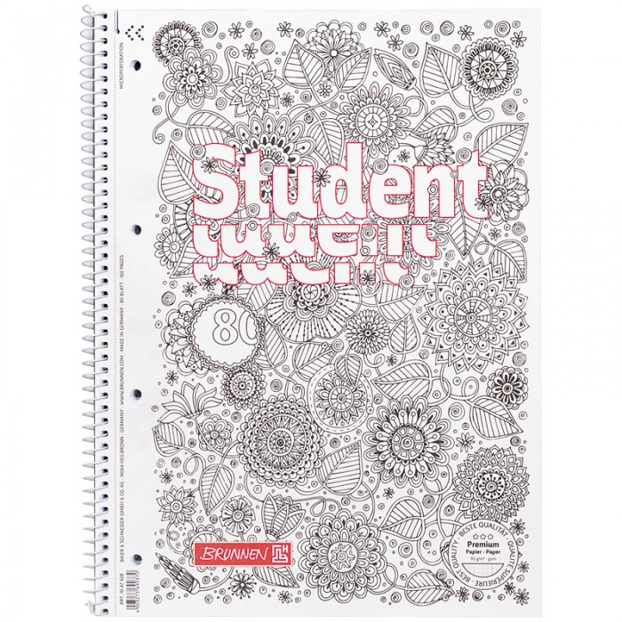 Коледж-блок Premium Zenart flowers, клітинка, 80арк. А4