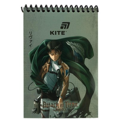 Блокнот на пластиковой пружине А6, 48л. нелинов., Attack on Titan