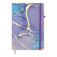 Книга записна на гумці Marble А5 80арк. (клітинка) фіолетовий