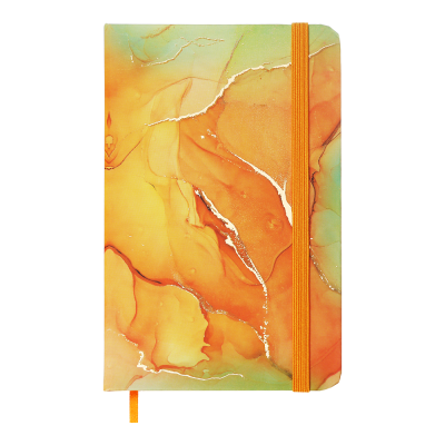 Книга записная на резинке Marble А6 80л. (клетка) оранжевый