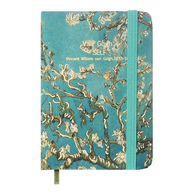 Книга записная на резинке Almond Branches А7 80л. (клетка) бирюзовый