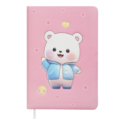 Блокнот Bear А6, 80арк. тверд. PU-обк. лінія, рожевий