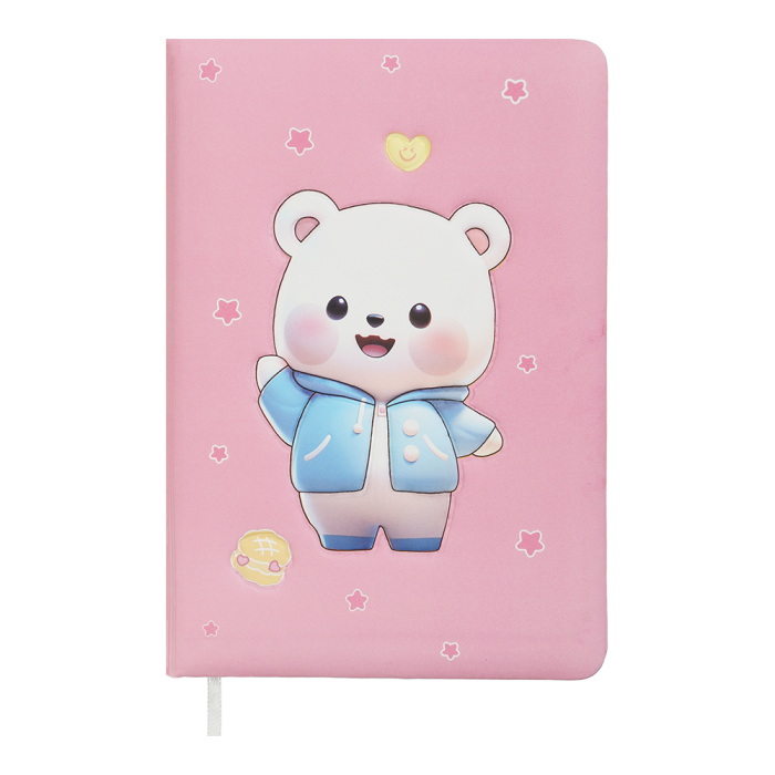Блокнот Bear А6, 80арк. тверд. PU-обк. лінія, рожевий