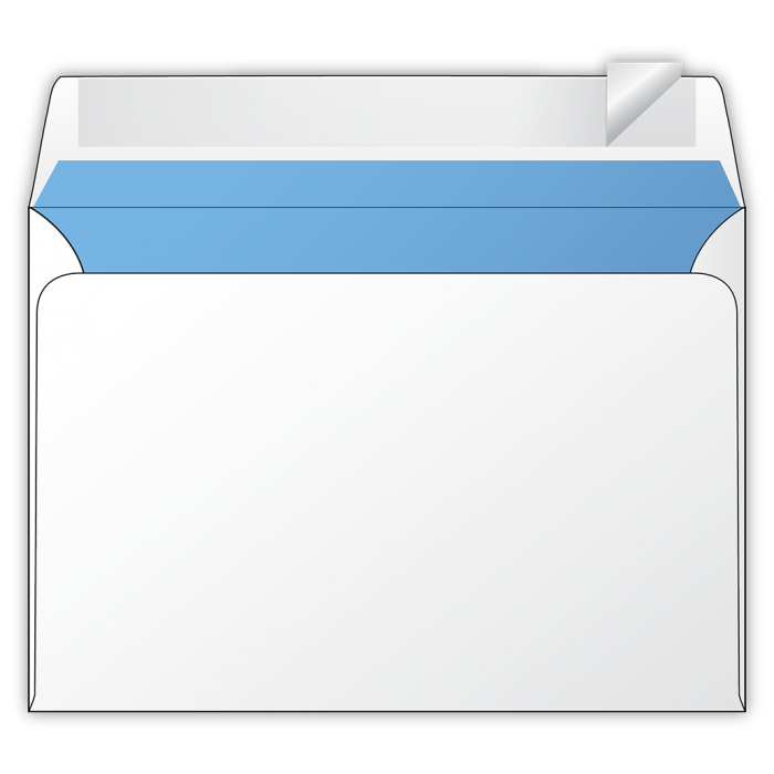 Конверт С6, самоклеючий, білий з внутрішнім фоном (25шт/уп.)