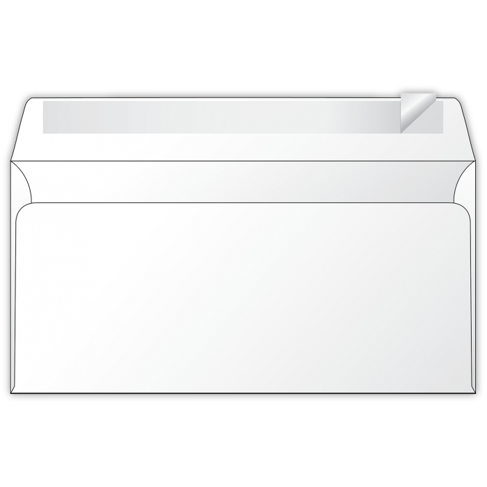 Конверт Е65 (евро) самоклеючий, білий, без внутрішнього фону (50шт/уп.)