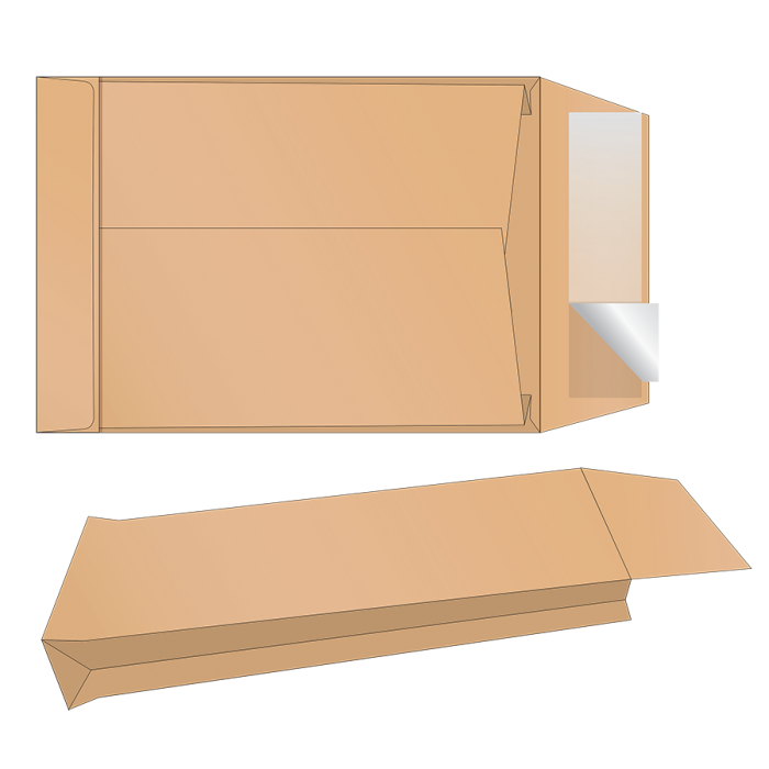 Конверт В4 самоклеючий з розширенням,  крафт  (50шт/уп) 