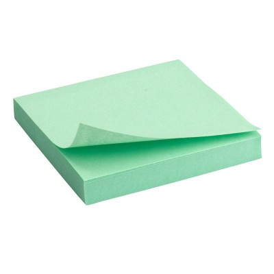 Блок бумаги с клейким слоем 75х75 зеленый,100л. 2314-02-A