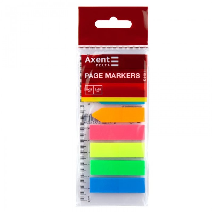 Закладинки пластикові з клейким шаром, прямокутні+стрілки 12х45мм. D2451