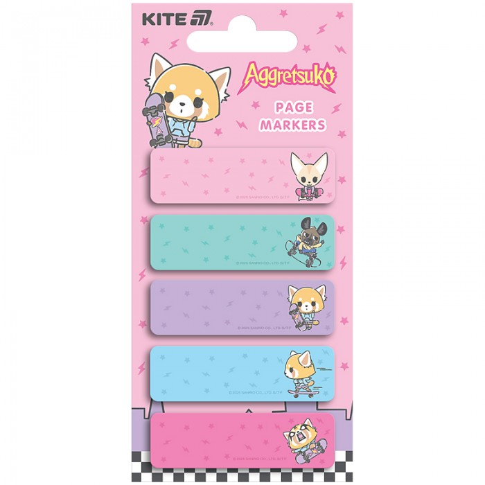 Закладинки паперові Aggretsuko, 5х15х50мм,100 шт.