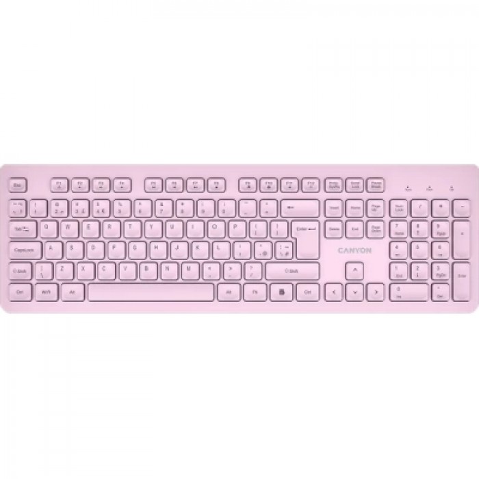 Клавіатура бездротова Canyon HKB-W01 Silent Wireless UA Pink