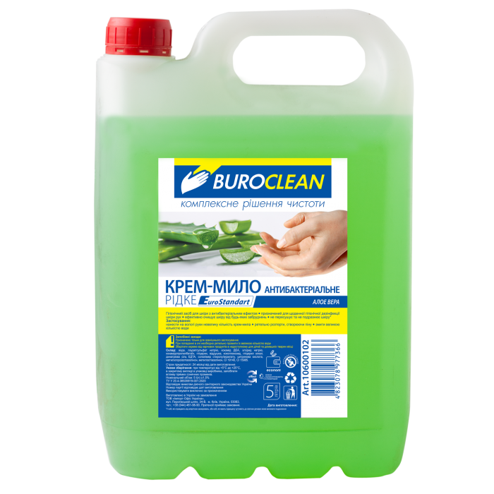 Мило рідке BUROCLEAN EuroStandart антибактеріальне  Алое Вера 5л.