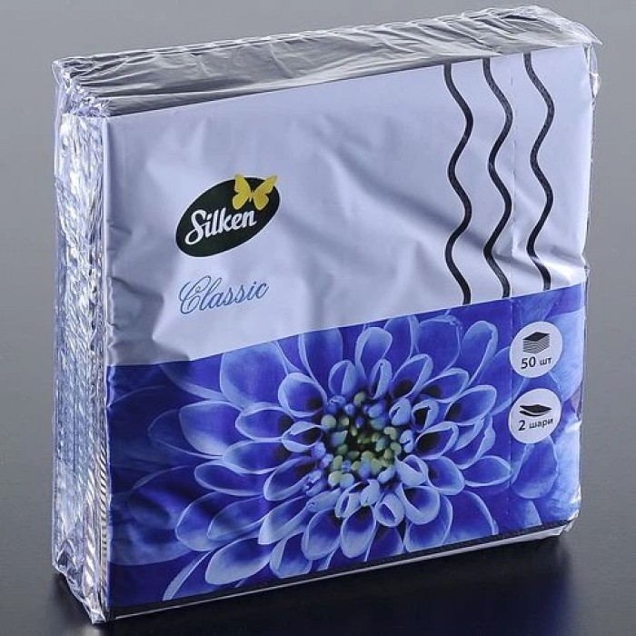 Салфетки столовые Silken 33х33 черные (1/4) 50шт/уп