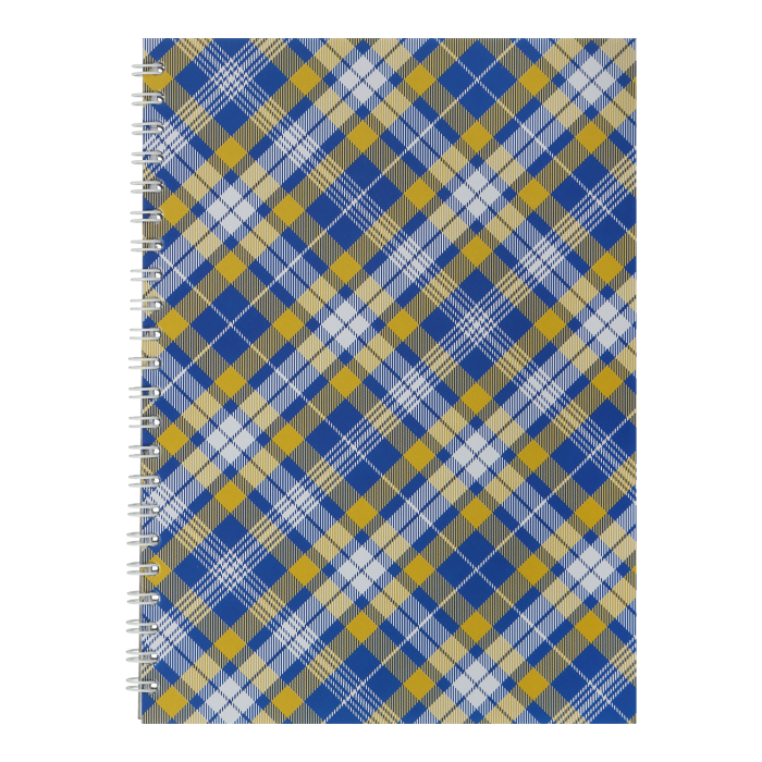 Блокнот Шотландка А5, 48арк, клітинка (бічна пружина) клітинка, синій