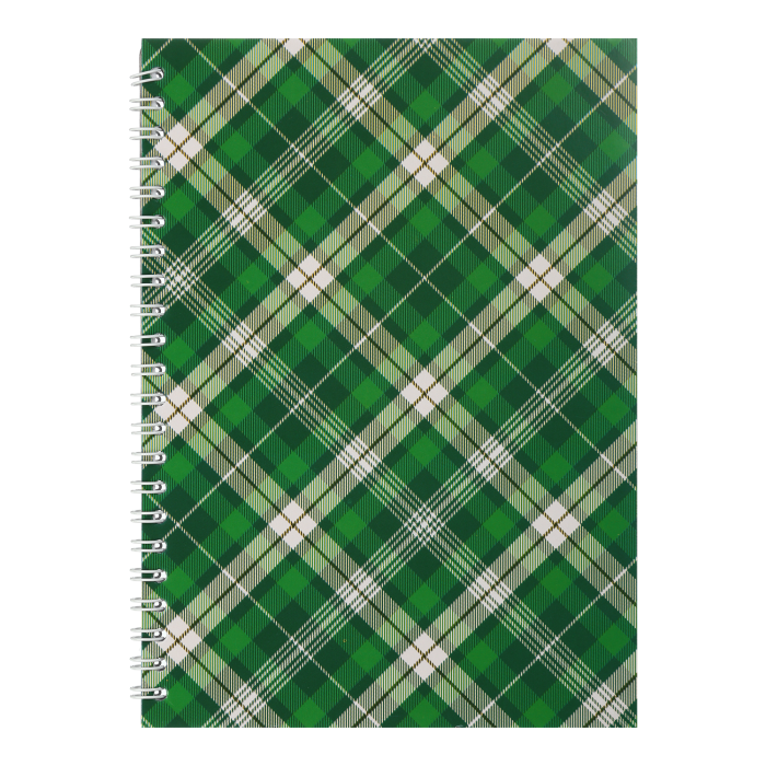 Блокнот Шотландка А5, 48 аркушів (бічна пружина) клітинка, зелений