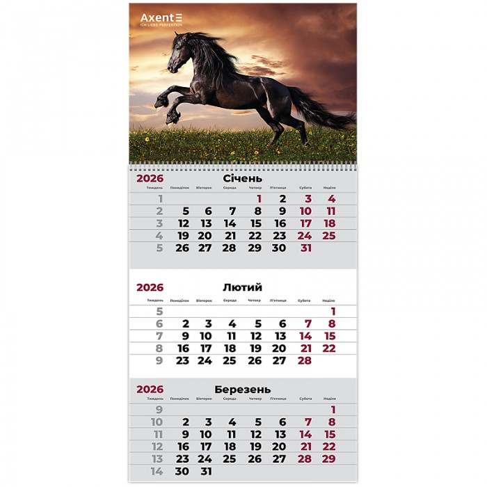 Календар квартальний 2026р. (1 пружина) Horses 1