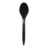 Ложка одноразовая столовая 18см, черная Premium 100шт/уп