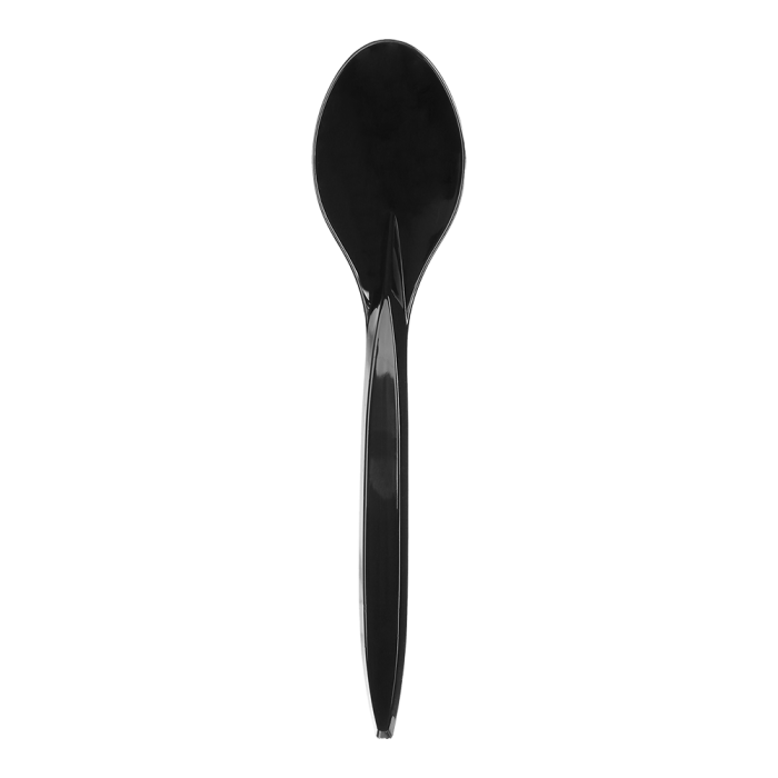 Ложка одноразовая столовая 18см, черная Premium 100шт/уп