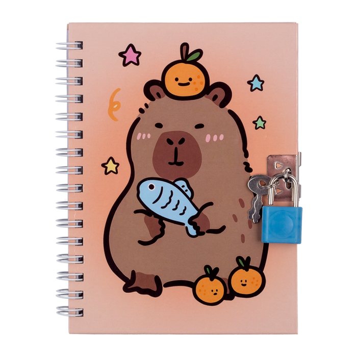 Блокнот Capybara із замком А6, 48арк, клітинка (асорті)