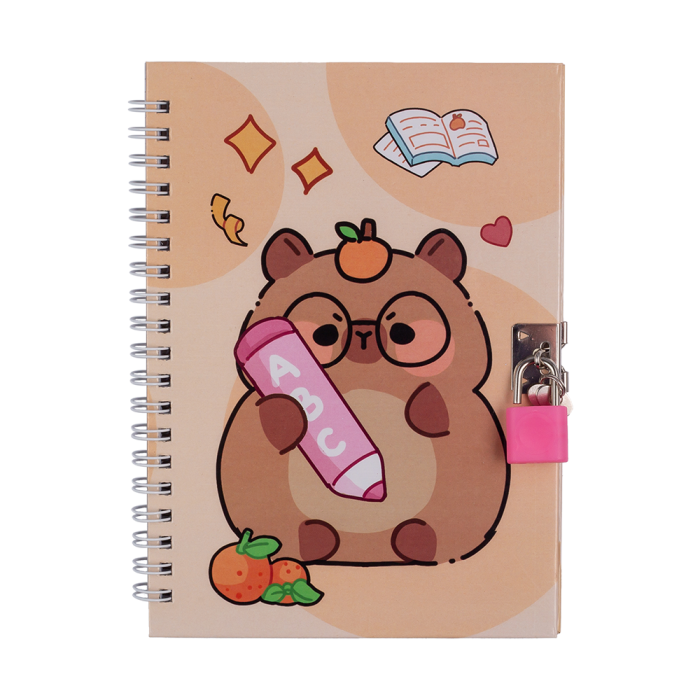 Блокнот Capybara із замком В6, 48арк, клітинка (асорті)