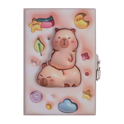 Блокнот Capybara 3D із замком А5, 80арк, клітинка (асорті)