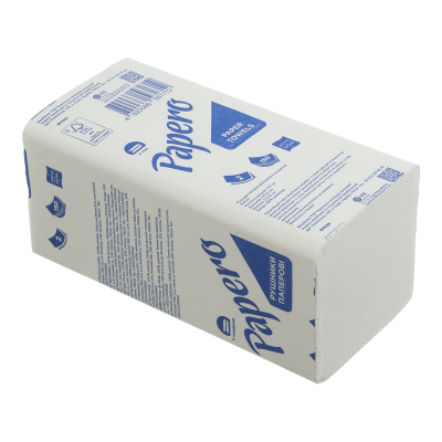 Рушники листові Papero V-складання 150арк/пак (2-х шарові) білі