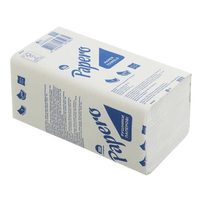 Полотенца листовые Papero V-складка 200л/уп (1- слойные) белые