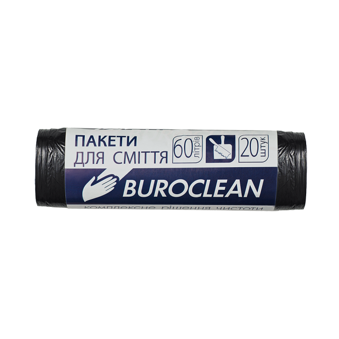 Пакети для сміття 58х65см, 60л. 20шт., чорний