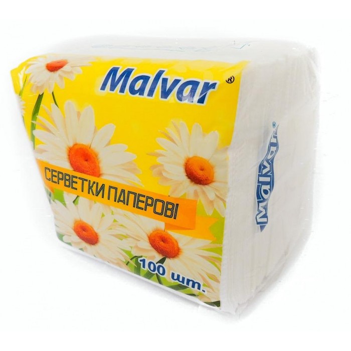 Серветки столові Malvar 21х21 білі 100шт/уп