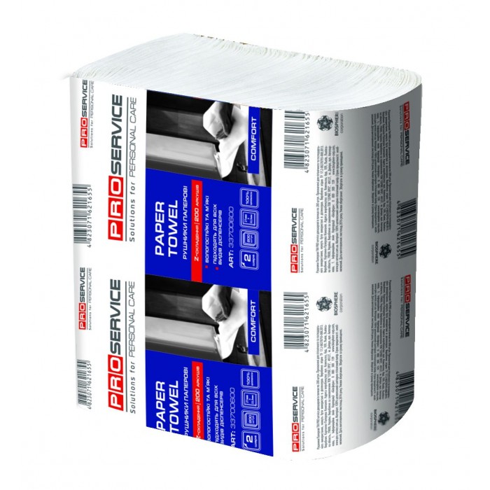 Полотенца листовые Comfort Z-складка, 200л/уп (2-х слойные) белые