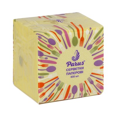 Серветки столові 24х24см., жовті, 100шт/пак., Parus