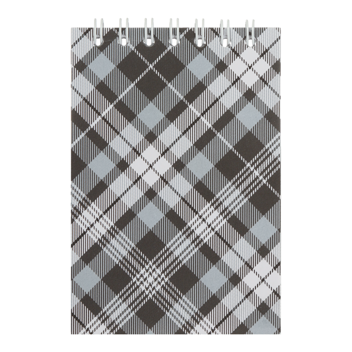 Блокнот А7, 48 аркушів (верхня спіраль) клітинка, сірий