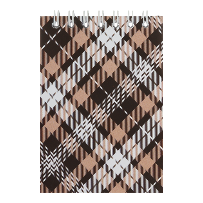 Блокнот А7, 48 аркушів (верхня спіраль) клітинка, коричневий