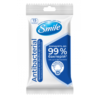 Салфетки влажные Antibacterial с Д-пантенолом 15шт 