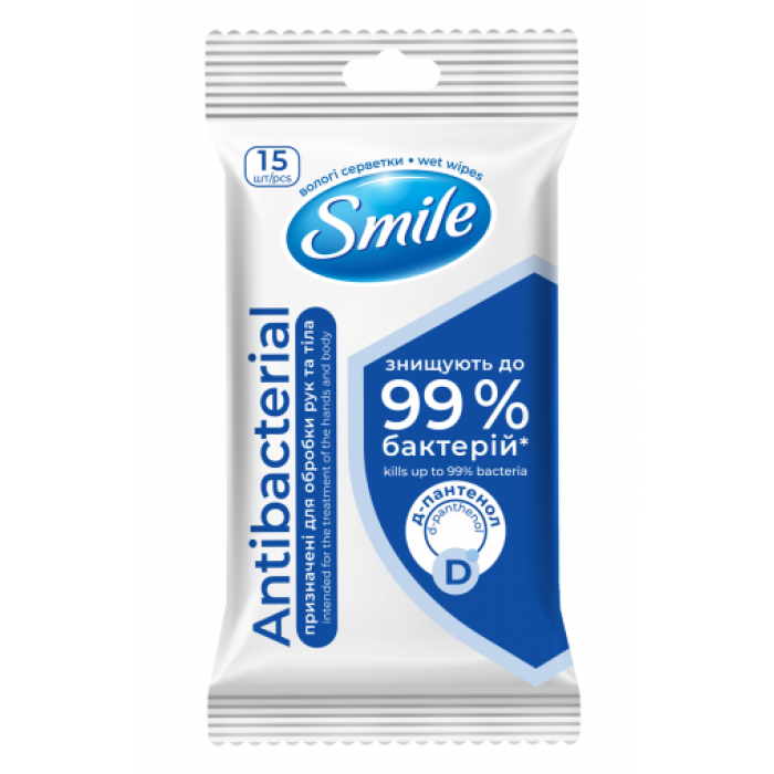 Серветки вологі Antibacterial з Д-пантенолом 15шт