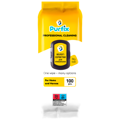 Серветки вологі для прибирання універсальні Purfix 100шт.