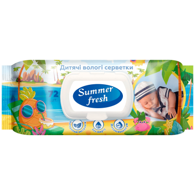 Серветки вологі Summer Fresh Super Pack дитячі 72шт., з клапаном