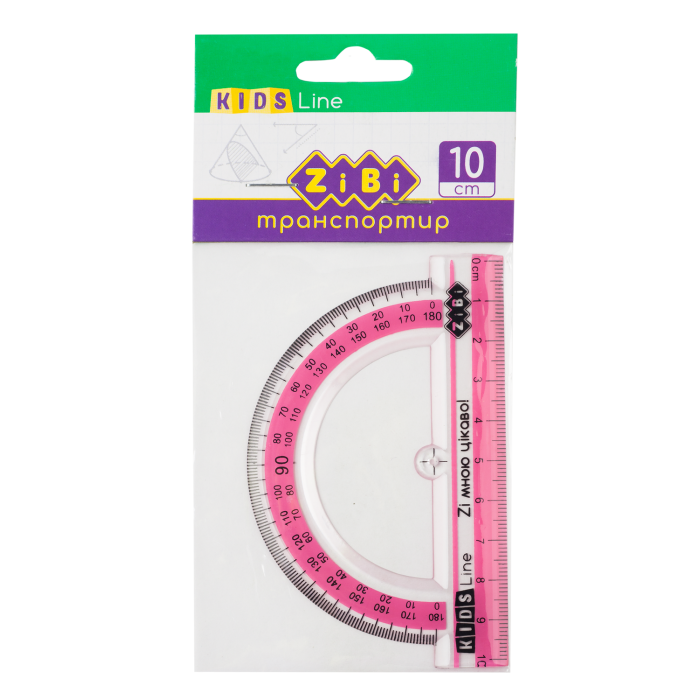Транспортир 100мм. (з рожевою смугою)  ZB.5640-10
