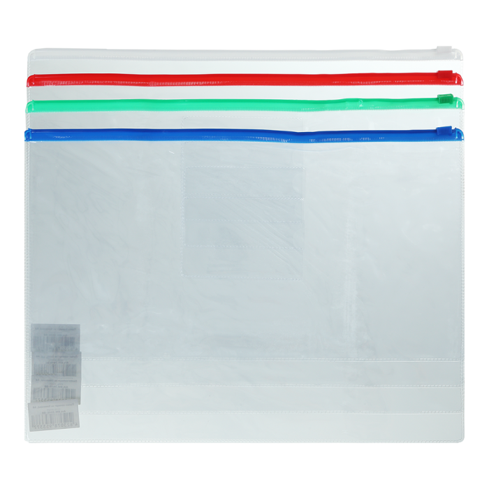 Папка-конверт на блискавці прозора А4 (асорті) bm.3946-99