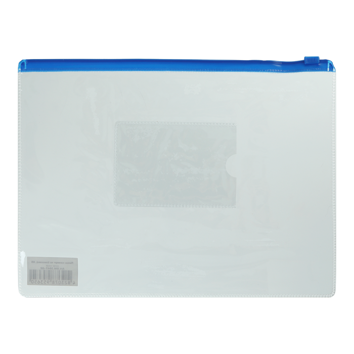 Папка-конверт на блискавці прозора А5 (синя) bm.3947-02