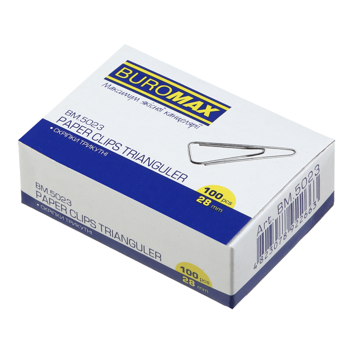 Скріпки канцелярські 28мм, (трикутні) bm.5023