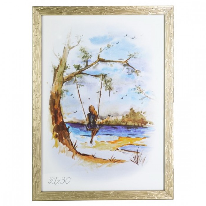 Фоторамка 21х30см. (золото) рифлений