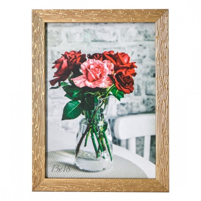 Фоторамка 13х18см. (золотий рифлений)