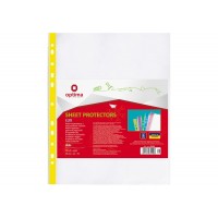 Файл А4+ 40мкм, прозорий, з жовтою стрічкою, Optima 20шт/уп 