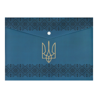 Папка-конверт на кнопці А4 Ukraine Decor вишиванка (синій)