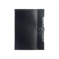 Папка на 6 відділень А4, на кнопці з розширенням (чорна з графітовим)