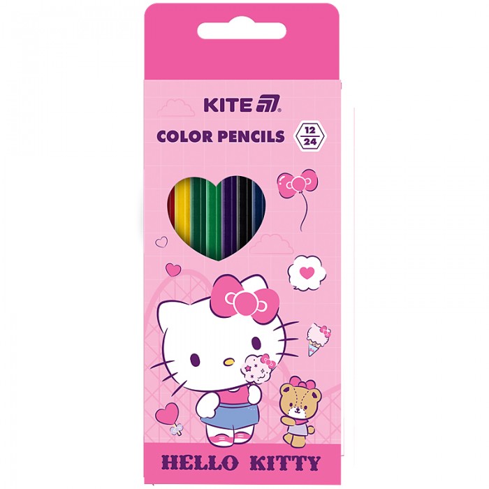 Олівці кольорові двосторонні (24 кольори/12шт) Hello Kitty