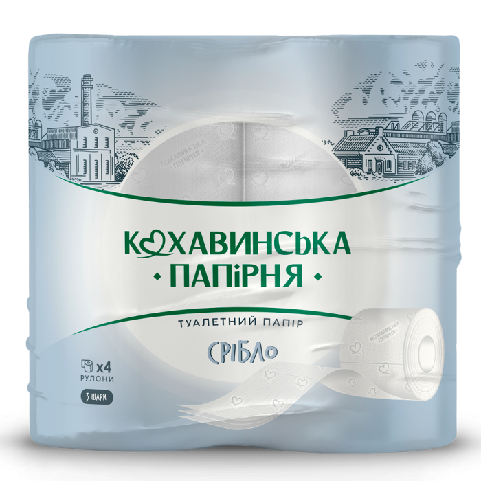 Туалетная бумага Серебро 3-х сл. (4 рулона)