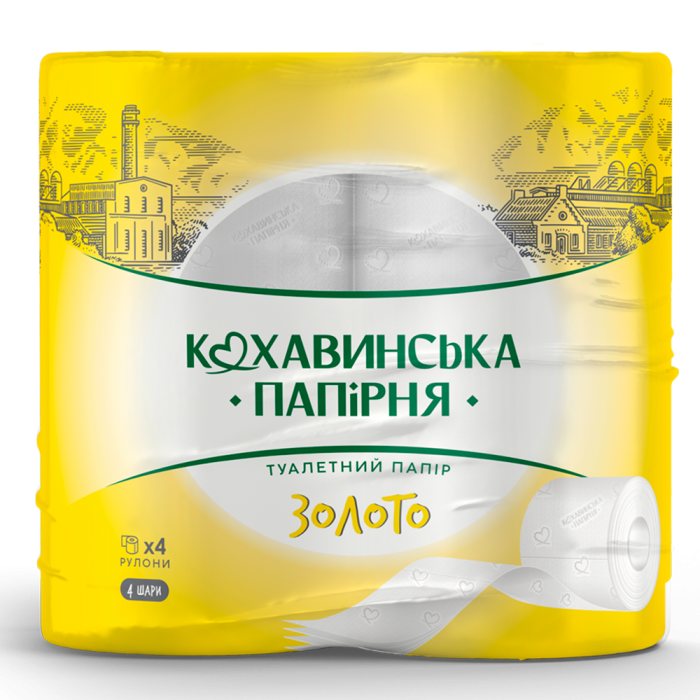 Туалетная бумага Золото 4-х сл. (4 рулона)